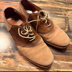 Vintage Cole Haan Oxford Saddle Shoe Mens Size 10 Brown Suede Leather Made USA